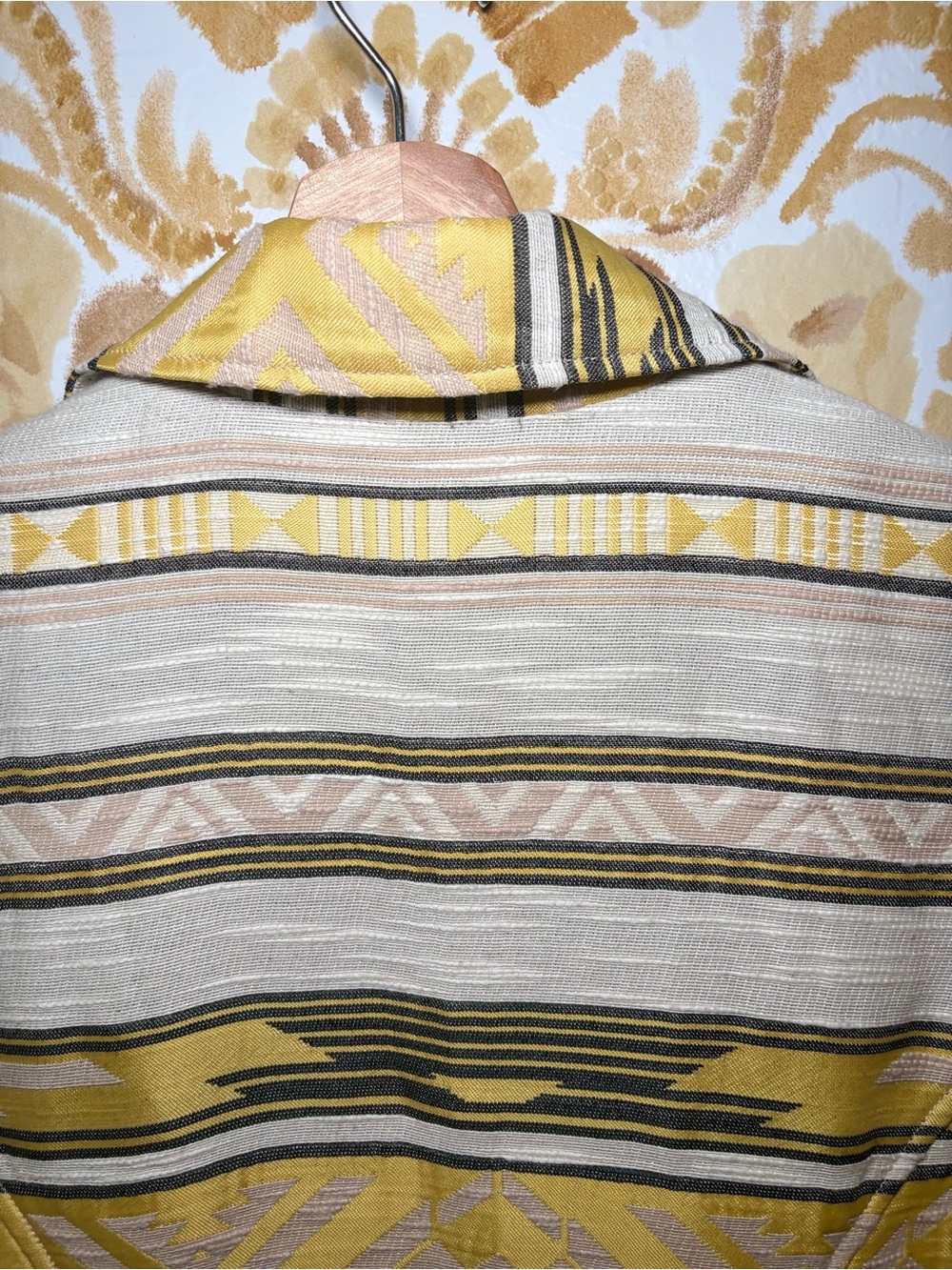 Chico's Tribal Print Zip Jacket Yellow Geometric Moto Jacket Boho Southwestern - Picture 10 of 13